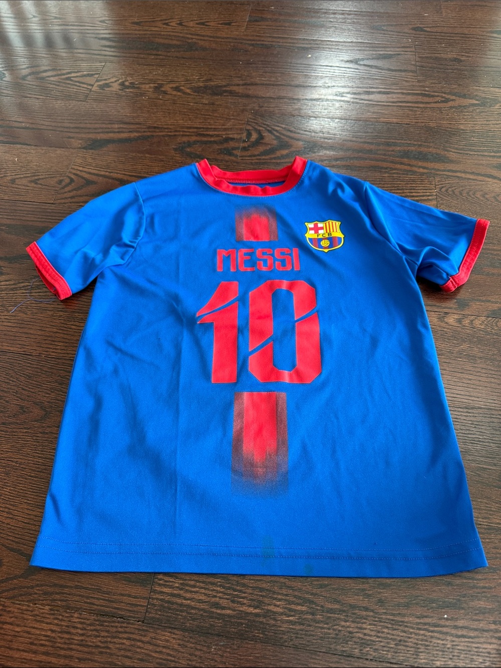 Kids Blue & Red Soccer Tee with Messi #10